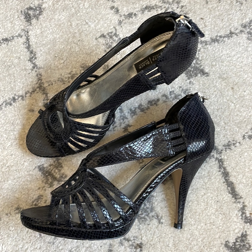 (White House Black Market) Black Snakeskin Heels